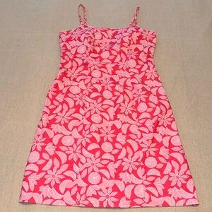Lilly Pulitzer Pink and White Floral with Fruit Print Dress